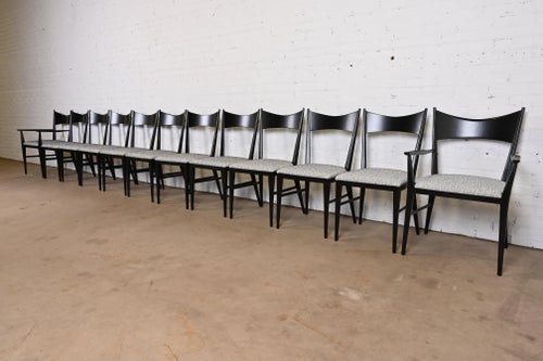 Paul McCobb for Directional Black Lacquered Bow Tie Dining Chairs