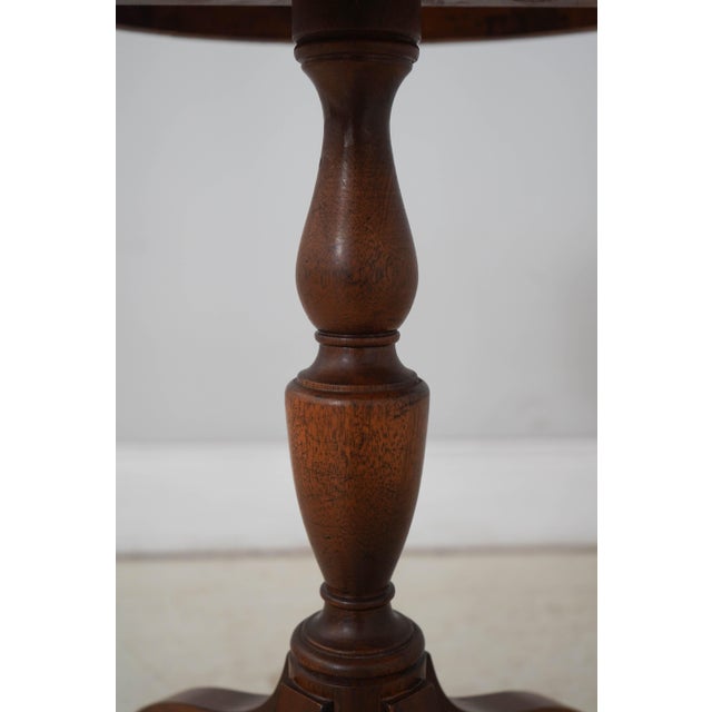Round Burl Walnut & Mahogany 1 Drawer Pedestal Table For Sale - Image 12 of 17