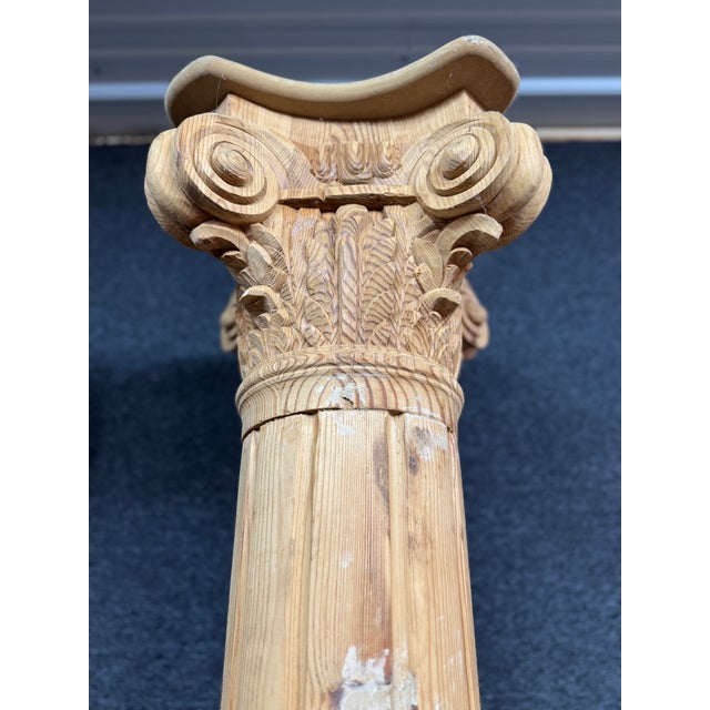 Tan Set of Four Monumental Corinthian Style Pine Architectural Columns For Sale - Image 8 of 10