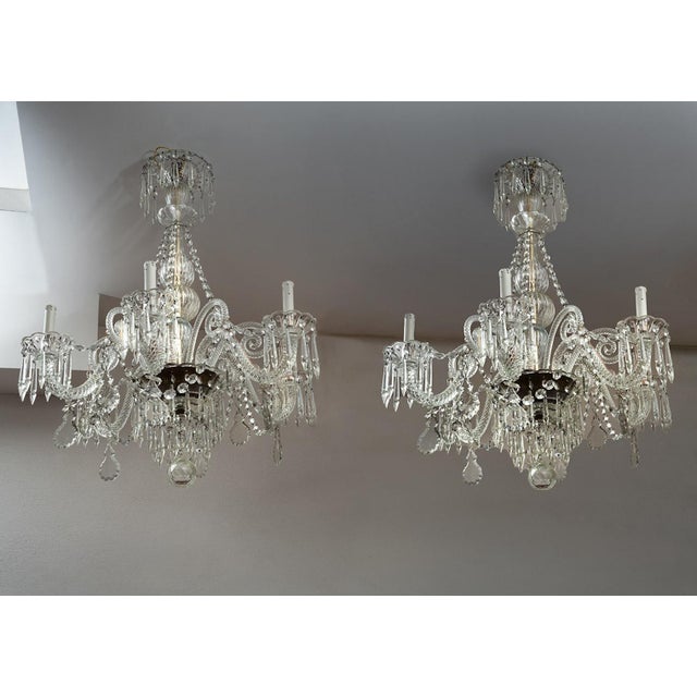 Antique Six-Light Chandeliers in Crystal and Murano Glass, Naples, Early 20th Century, Set of 2 For Sale - Image 6 of 6