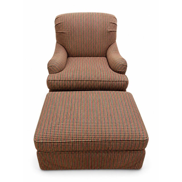 Ethan Allen Vintage 1999 Ethan Allen Upholstered Armchair Pair With Matching Ottoman For Sale - Image 4 of 10