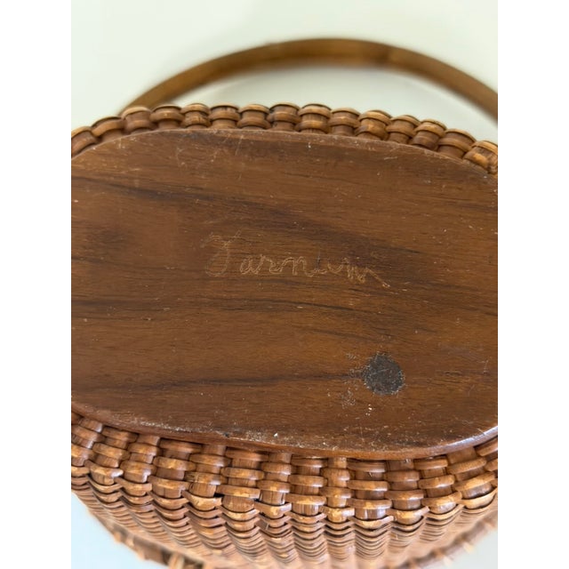 Vintage 1978 Farnum Lightship Basket With Coastal Ivoryite Scrimshaw For Sale - Image 12 of 13