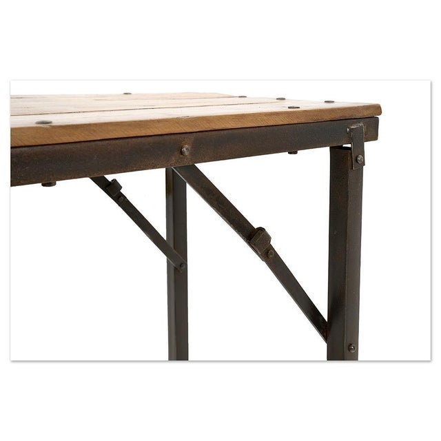 Folding Table in Metal & Teak For Sale - Image 3 of 7