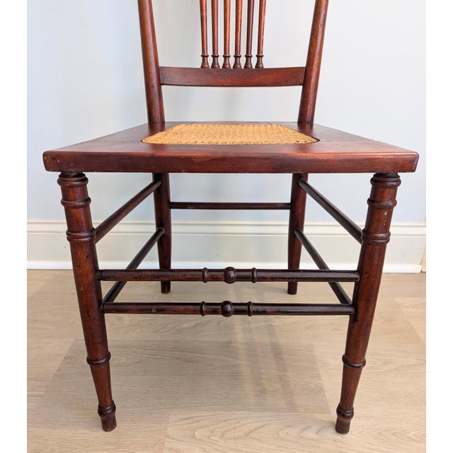 Wood Late 19th Century Victorian Mahogany Chair Spindle Back Cane Seat For Sale - Image 7 of 12