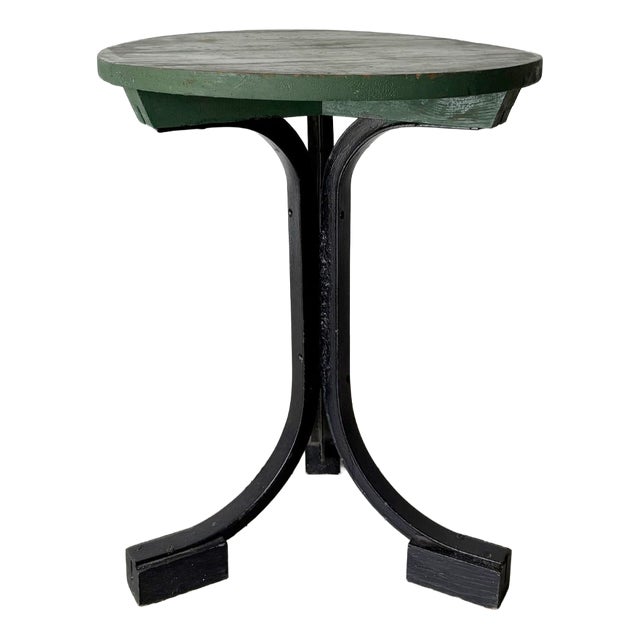 Modernist Industrial Side Table with Green Top, France, 1940s For Sale