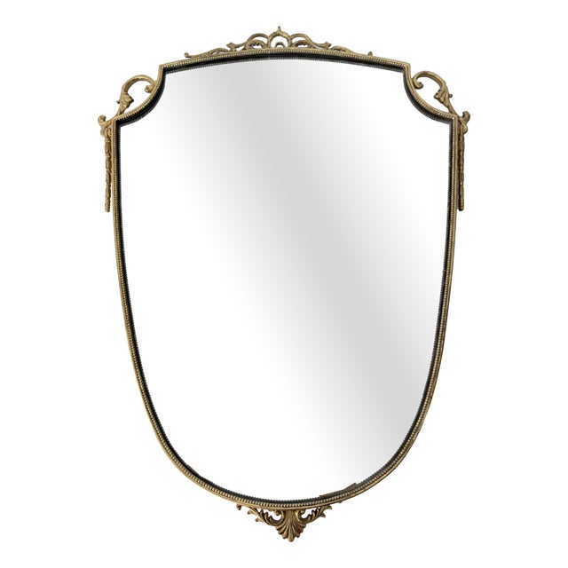 Brass Wall Mirror in the style of Gio Ponti, 1950 For Sale