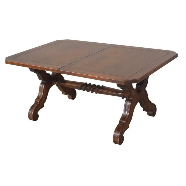 Spanish Henry Link 'Majorca' Spanish Style Lyre Leg Oak 102" Extension Refectory Table - Vintage Mid 20th Century For Sale - Image 3 of 10