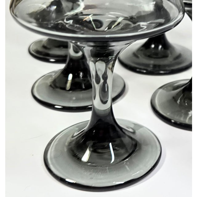 Glass Smoky Grey Mid-Century Goblets- Set of Six For Sale - Image 7 of 12