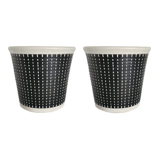 1950s Denby "Burlington" Pattern Stoneware Planters Designed by Albert Colledge, a Pair For Sale