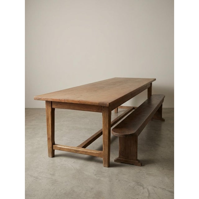 19th Century Monumental Norman Farm Table and Benches in Cherry and Oak, 1860s, Set of 3, in Very Good conditions....