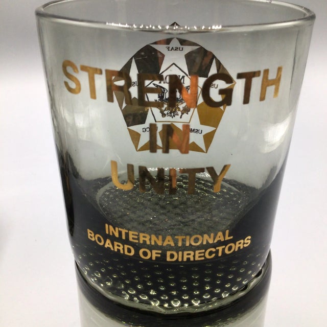 Traditional International Board of Directors N C O a Smoked Glass Lowball Glasses-Set of 5 For Sale - Image 3 of 12