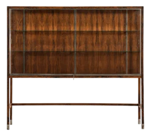 Large Vintage Display Cabinet in Rosewood and Steel and Glass, 1960s