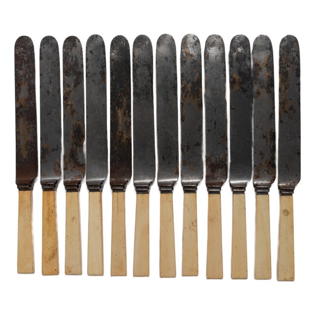 19th Century United Kingdom Ivory Metal Serving Utensil - 12 pcs For Sale