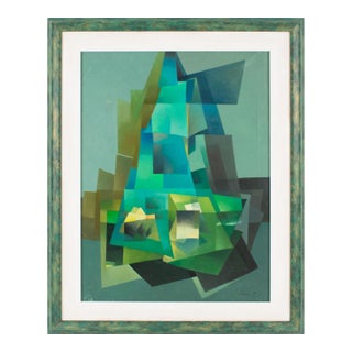 Abstract Cubist Oil on Canvas Painting by Ivo Tartarini, Circa 1970 For Sale