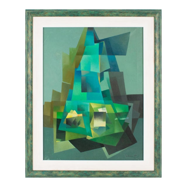 Abstract Cubist Oil on Canvas Painting by Ivo Tartarini, Circa 1970 For Sale