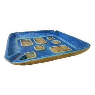 Large Ceramic Trinket Tray in Blue Rimini by Aldo Londi for Bitossi, Italy, 1960 For Sale