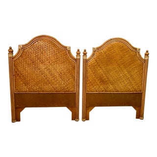 Pair of Rattan, Bentwood and Bamboo Hand Woven Hollywood Regency Palm Beach West Indies Headboards For Sale