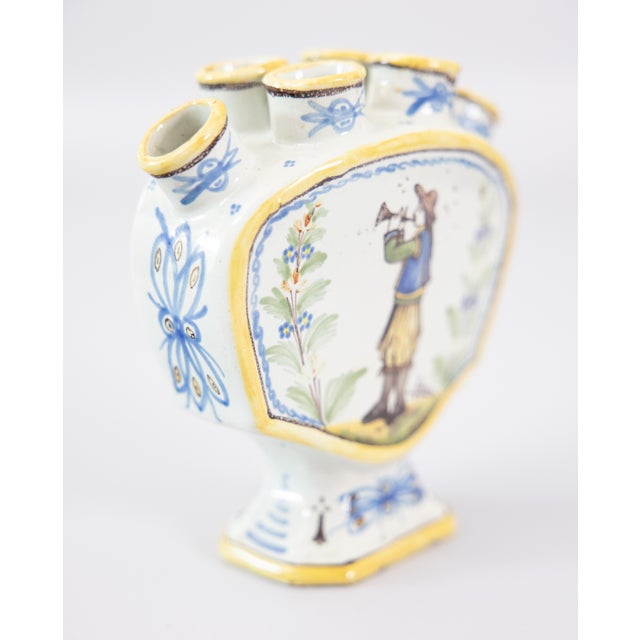 19th Century French Quimper Faience Tulip Vase Tulipiere For Sale - Image 9 of 11