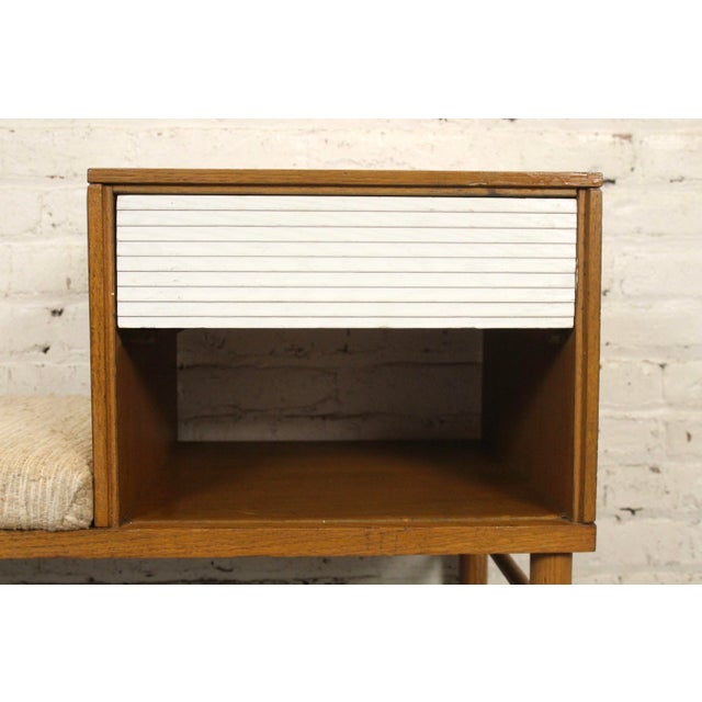 Brown Mid-Century Telephone Bench Designed Attributed to Raymond Lowey for Mengel Furniture Co. For Sale - Image 8 of 14