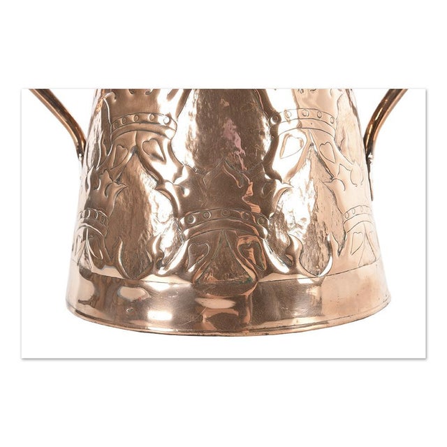 Vintage Copper Handles Vase For Sale - Image 3 of 5
