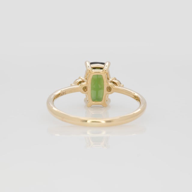 Green 1.3Ct Chrome Tourmaline Ring With Earth Mined Diamond Accents: Solid 14k Gold, Size 6.75 For Sale - Image 8 of 9
