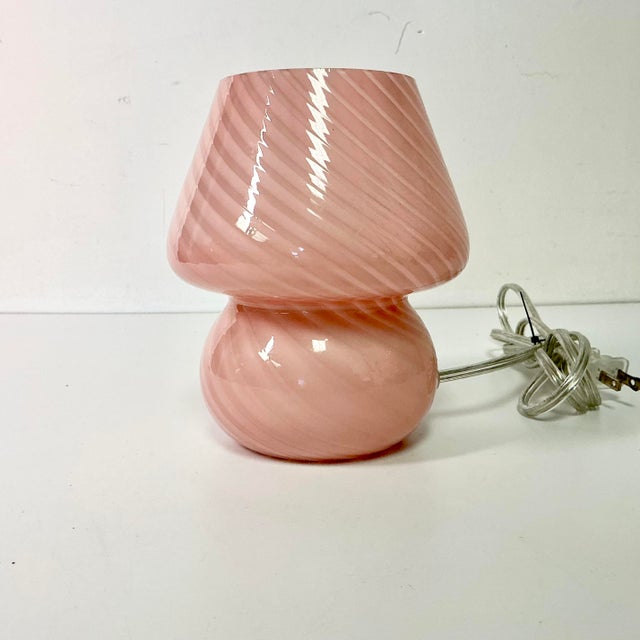 Pink Vintage Boho Chic Hollywood Regency Murano Style Mushroom Table Lamp. For Sale - Image 8 of 15