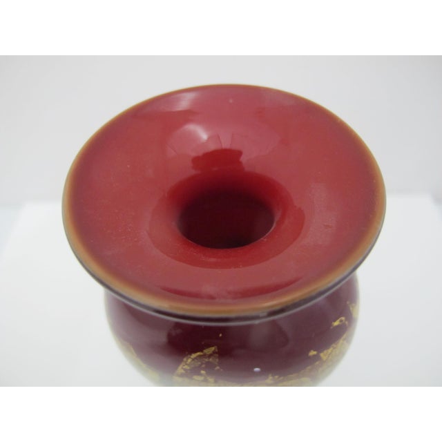 Ornamental & Decorative Materials Michael Nourot Red Satin Series Gold Leaf Art Glass Vase MC 94 94 Pu For Sale - Image 7 of 10