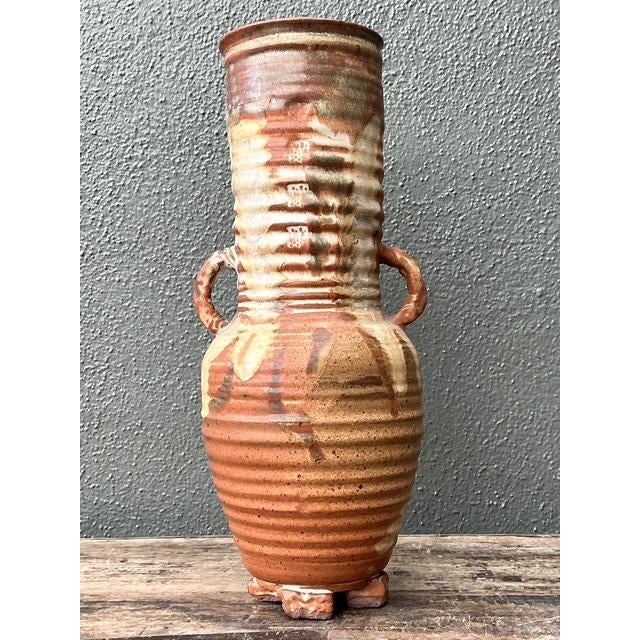 Vintage Original Studio Pottery Ribbed Vase For Sale - Image 12 of 13