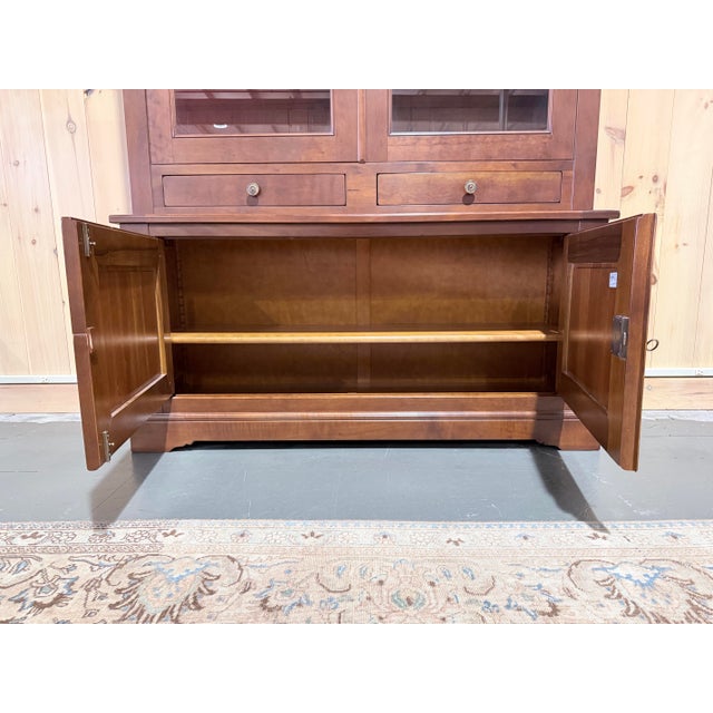 Brown 1990s Elegant French Walnut Display Hutch Cabinet For Sale - Image 8 of 12
