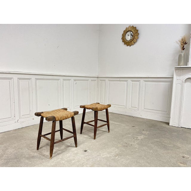 Vintage Straw Stools, 1950s, Set of 2 For Sale - Image 9 of 9