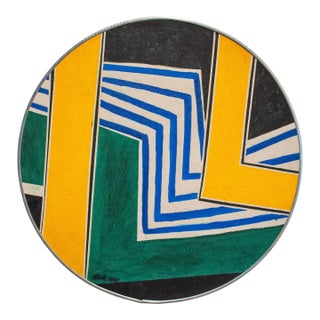 Abstract American Modernist Geometric Oil on Canvas Circular Painting New York by Pierre Clerk, 1968 For Sale