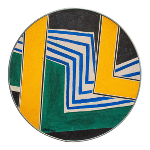 Abstract American Modernist Geometric Oil on Canvas Circular Painting New York by Pierre Clerk, 1968