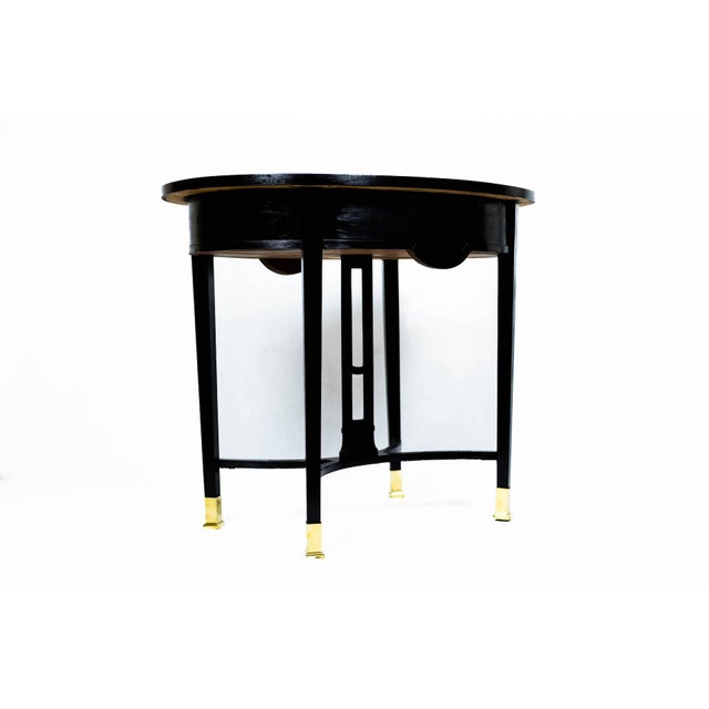 Art Nouveau Dining Table with Redish Marble Plate and Brass Feet, Vienna, 1910s For Sale - Image 12 of 18