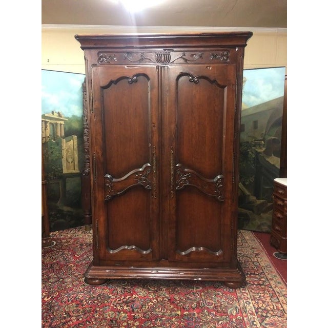 Item: Vintage French Style Armoire, knocks down. Age & Condition: Circa 1990. Good, distressed finish. Dimensions: 60″...