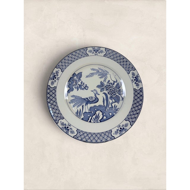 Antique English Wood & Sons "Yuan" Blue & White Transferware Dinner Plates, Set of 5 For Sale - Image 16 of 16