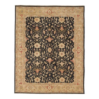 Luxury Traditional Hand-Knotted Jinan Tehran Black/Dk. Gold 12x15 Rug For Sale