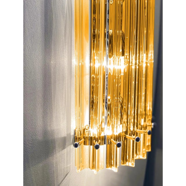 Modern Amber “Triedro” Murano Glass Wall Sconce in Venini Design - Lot of 4 For Sale - Image 4 of 5
