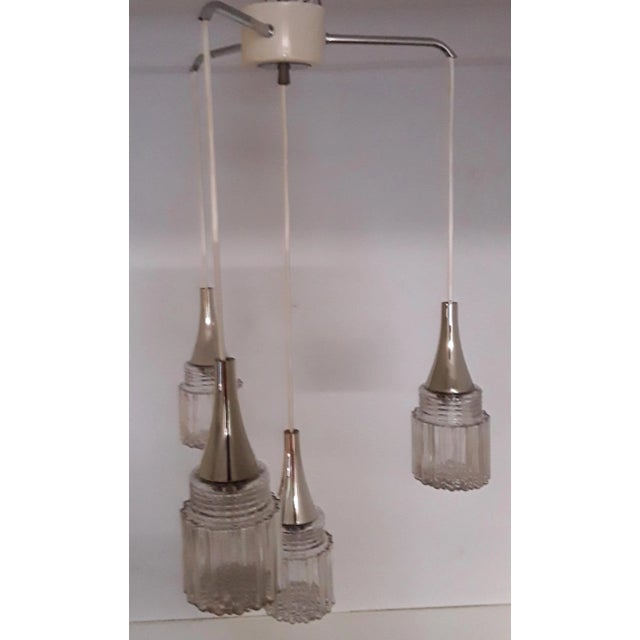 Metal Cascade Ceiling Lamp with 4 Glass Shades, 1970s For Sale - Image 7 of 7