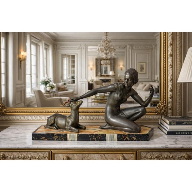 Art Deco, Unknown, Figurative Sculpture, 1930, Spelter and Marble For Sale - Image 15 of 17