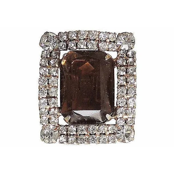 Modern Vintage Delizza & Elster Juliana Faux-Topaz Rhinestone Clip Earrings - 2 Pieces For Sale - Image 3 of 6