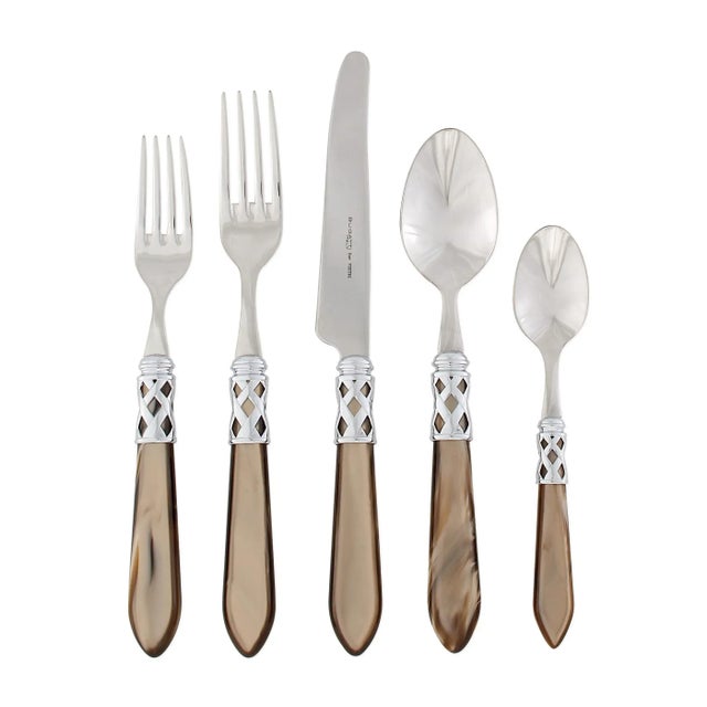 VIETRI Aladdin Brilliant Flatware Taupe Five-Piece Place Setting For Sale - Image 10 of 10