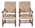 Mid 20th Century Pair of Louis XIII Style Oak Armchairs with Upholstered Backs and Seats For Sale