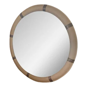 1970s Monumental Modern Grasscloth & Python Mirror