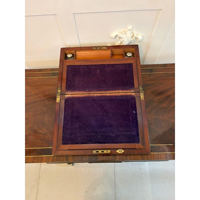 Antique Victorian Mahogany Brass Bound Writing Box, 1860 For Sale - Image 6 of 11