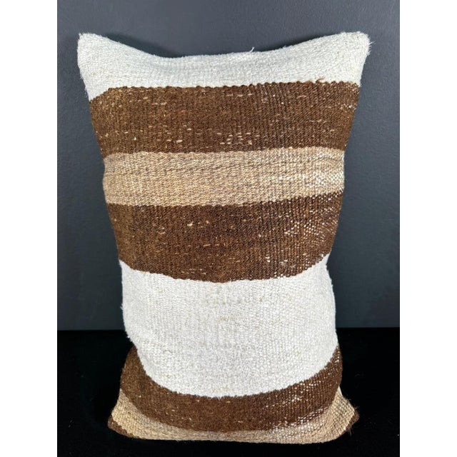 Turkish Hemp Pillow Cushion Natural Beige Brown Pillow Cushion Cover 16" x 24" For Sale - Image 4 of 4