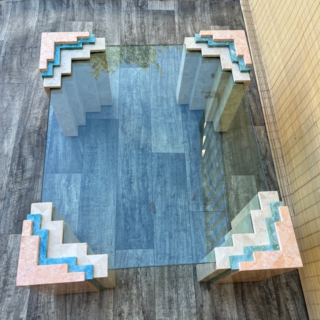 Postmodern Maitland Smith Style Tessellated Mactan Stone Coffee Table. Circa 1980s For Sale In Miami - Image 6 of 17