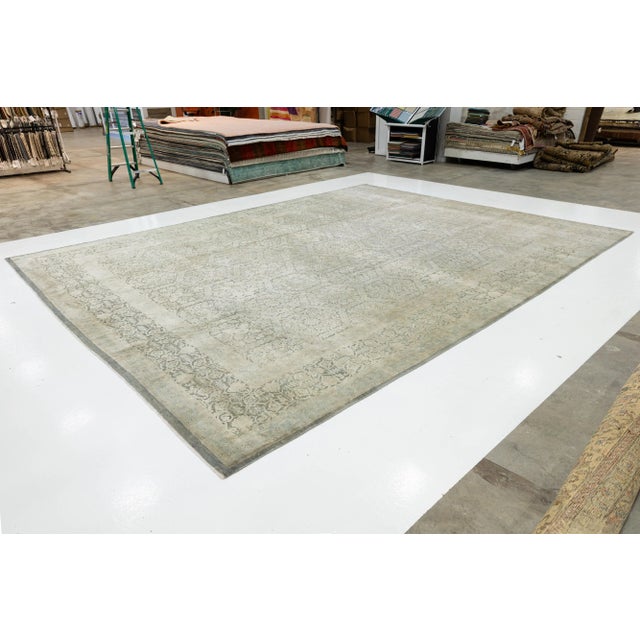 2010s Transitional Beige Handmade Wool and Silk Rug With Allover Design For Sale - Image 5 of 10