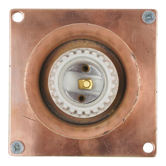 1920s New York City Subway Brass Flush Mount Light For Sale