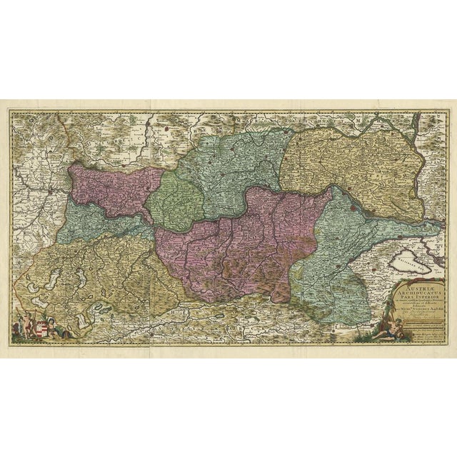 Large Map of Upper and Lower Austria Between Passau and Wien, 1700 For Sale - Image 3 of 5