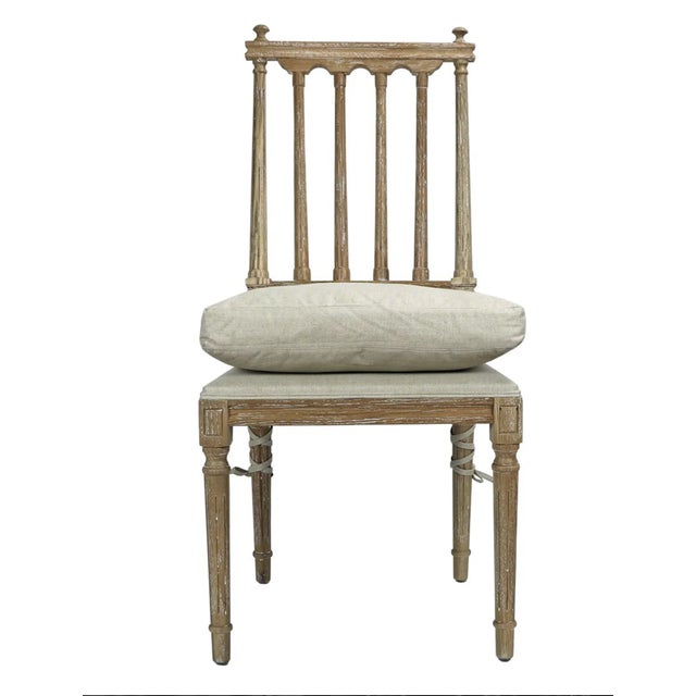 Matthew Izzo Home Barnaby Pine Wood Armless Side Chair With Lattice Back and Tie Cushion For Sale - Image 4 of 9